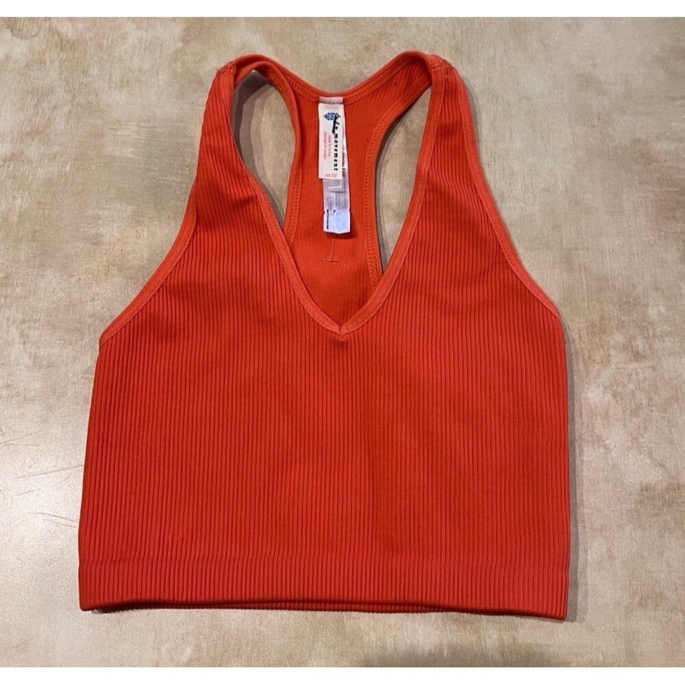 Free People FP Movement Free Throw Crop Tank, Sz XS, Orange, NWOT